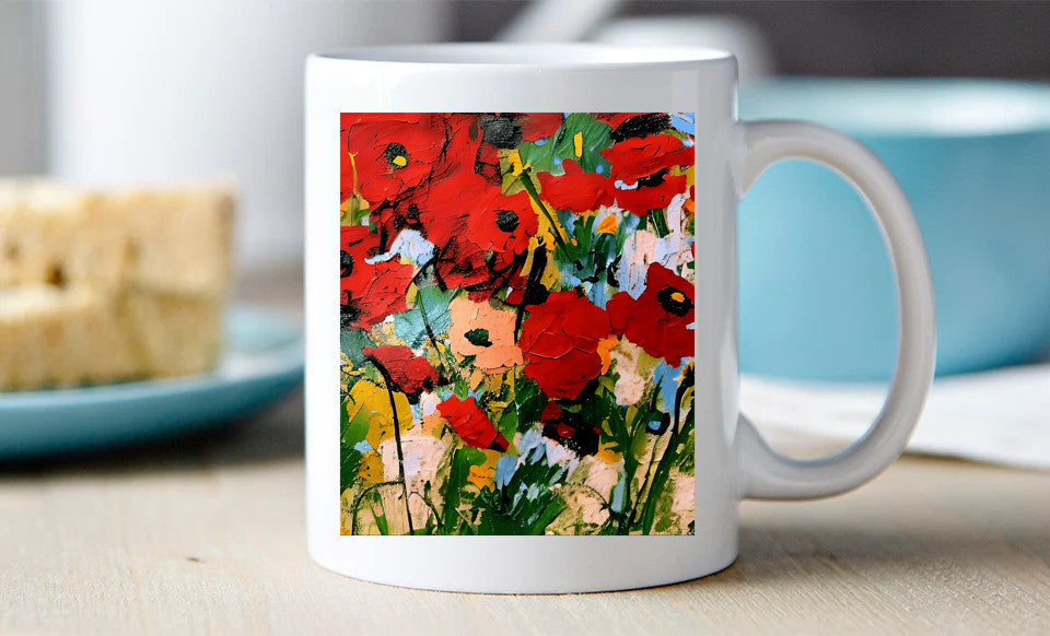 Rustic Red Poppies Mug