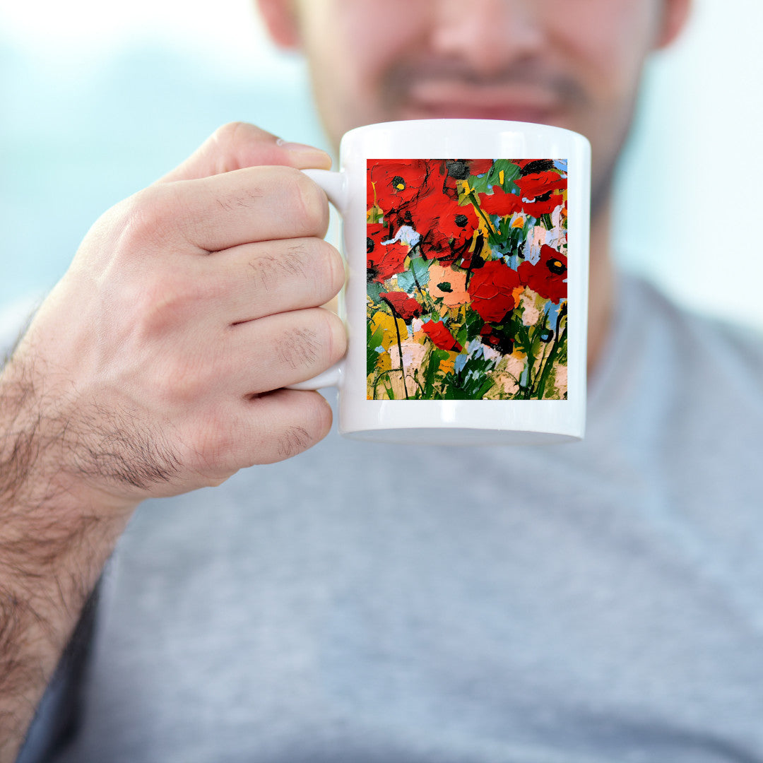 Rustic Red Poppies Mug